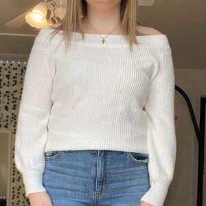 Women's Off-Shoulder White Sweater